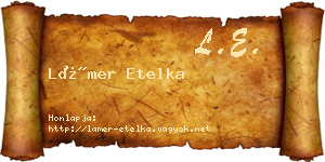 Lámer Etelka névjegykártya